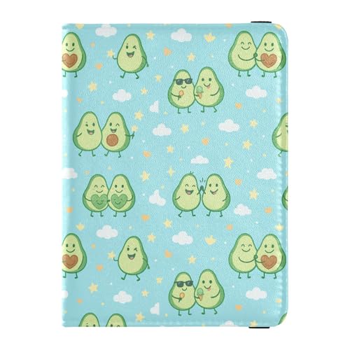 Reisepass- und Impfkartenhalter aus Leder, Combo Reisepasshülle, Reisedokumente, Brieftasche, Reisepasshülle, Combo mit Impfkartenfach, für Männer und Frauen, wasserdicht, Süßer Avocado, 1 size von GuoChe