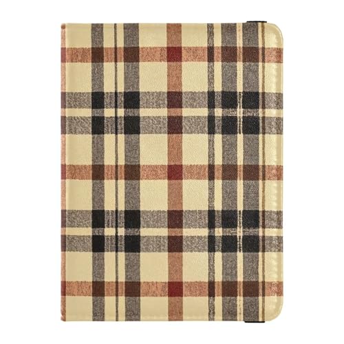 Reisepass- und Impfkartenhalter aus Leder, Combo Reisepasshülle, Reisedokumente, Brieftasche, Reisepasshülle für Damen und Herren, wasserdicht, Braunes Karomuster, 1 size, Modern von GuoChe