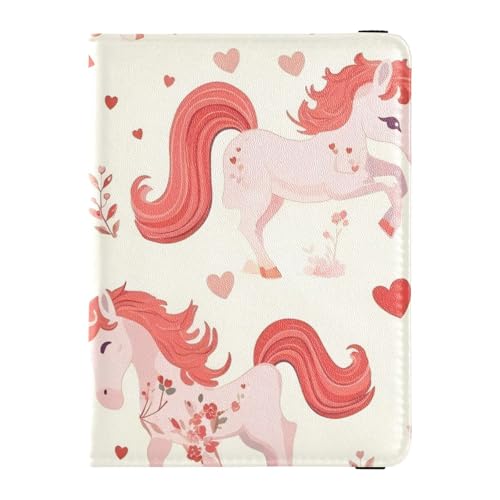 Reisepass- und Impfkartenhalter aus Leder, Kombi, Reisedokumente, Organizer, Schutz, Reisepasshülle mit RFID-Blockierung, für Damen und Herren, wasserdicht, Verzaubertes Stute Rouge-Muster, 1 size von GuoChe