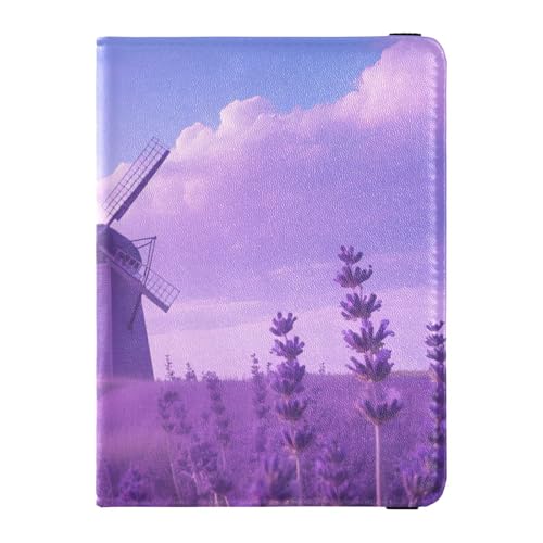 Reisepass- und Impfkartenhalter aus Leder, Kombi, Reisepasshülle, Reisepasshülle für Damen und Herren, wasserdicht, Fantasy Lavender Windmühle, 1 size, Modern von GuoChe