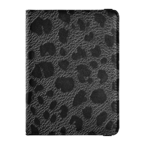 Reisepass- und Impfkartenhalter aus Leder, Leopardenmuster, Schwarz, Reisedokumente, Brieftasche, Reisepasshülle, Kombination mit Impfkarten-Schlitz, für Damen und Herren, wasserdicht von GuoChe