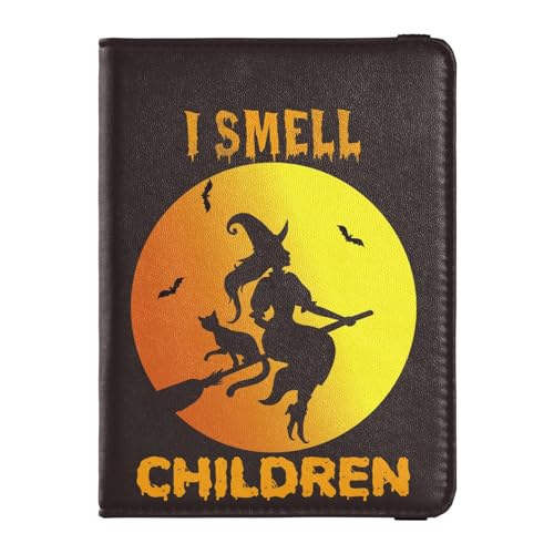 Reisepasshülle Frauen Hexengeruch Kinder Halloween Premium PU-Leder Reisepasshülle Reisegeschenk 14,5 x 10,9 cm, Bunt, Einheitsgröße von GuoChe