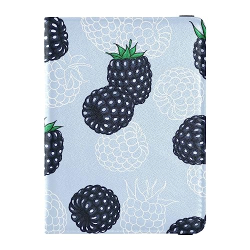 Reisepasshülle für Damen, Blackberry mit weißer Kontur, Premium-PU-Leder, Reisezubehör, 14,5 x 10,9 cm, Brombeere mit weißer Kontur, Einheitsgröße von GuoChe