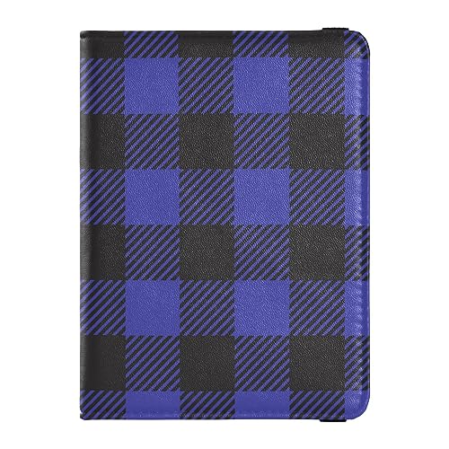 Reisepasshülle für Damen, Büffelblau, kariert, kreativ, PU-Leder, Reisezubehör, 14,5 x 10,9 cm, Buffalo Blue Plaid, Einheitsgröße von GuoChe