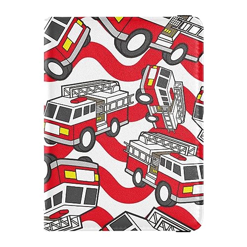 Reisepasshülle für Damen, Cartoon-Feuerwehrauto, kreatives PU-Leder, Reisezubehör, 14,5 x 10,9 cm, Cartoon Feuerwehrauto, Einheitsgröße von GuoChe
