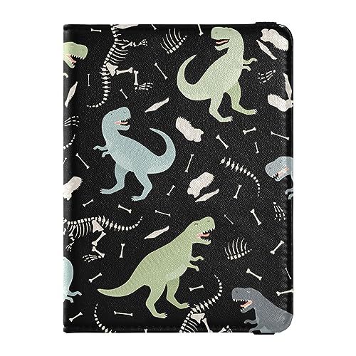 Reisepasshülle für Damen, Dinosaurier-Motiv, Premium-PU-Leder, 14,5 x 10,9 cm, Bunt, 1 size von GuoChe