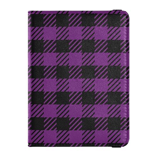 Reisepasshülle für Damen, Gingham-Karo, kreativ, PU-Leder, Reisegeschenk, 14,5 x 10,9 cm, Violett / Schwarz, Einheitsgröße von GuoChe