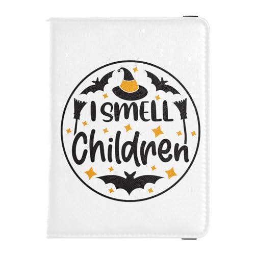 Reisepasshülle für Damen, Halloween, Ich rieche Kinder, kreativ, PU-Leder, Reisegeschenk, 14,5 x 10,9 cm, Bunt, Einheitsgröße von GuoChe