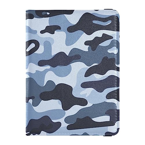 Reisepasshülle für Damen, Leopardenmuster, Blau, Premium-PU-Leder, Reisezubehör, 14,5 x 10,9 cm, Camouflage Blau, Einheitsgröße von GuoChe