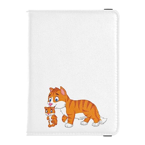 Reisepasshülle für Damen, Orange, Katze, Baby, kreativ, PU-Leder, Reisegeschenk, 14,5 x 10,9 cm, Cartoon Katze Baby, Einheitsgröße von GuoChe