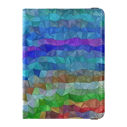 Reisepasshülle für Damen, Regenbogen, Premium-PU-Leder, Reisezubehör, 14,5 x 10,9 cm, Dreieck Abstrakte Mosaik Bunte Fliesen, Einheitsgröße von GuoChe