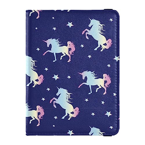 Reisepasshülle für Damen, Regenbogen-Einhorn, Premium-PU-Leder, Reisezubehör, 14,5 x 10,9 cm, Einhorn, Einheitsgröße von GuoChe