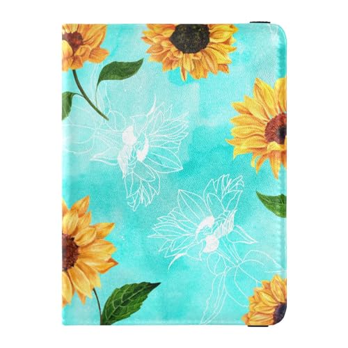 Reisepasshülle für Damen, Retro-Stil, gelbe Sonnenblumen-Textur, Premium-PU-Leder, Reisezubehör, 14,5 x 10,9 cm, Bunt, Einheitsgröße von GuoChe