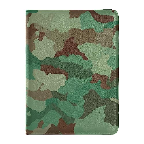 Reisepasshülle für Damen, Schwarz / Grün, Leopardenmuster, Premium-PU-Leder, Reisegeschenk, 14,5 x 10,9 cm, Camouflage Grün, Einheitsgröße von GuoChe