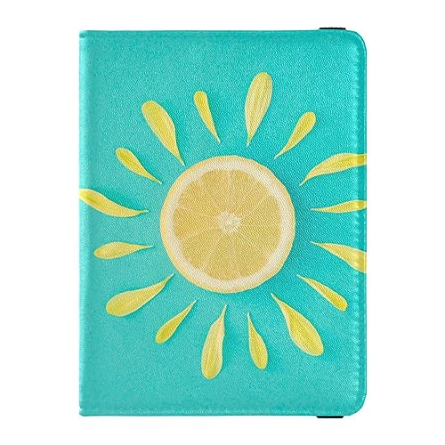 Reisepasshülle für Damen, Sonne, Zitrone, Premium-PU-Leder, Reisezubehör, 14,5 x 10,9 cm, Bunt, Einheitsgröße von GuoChe