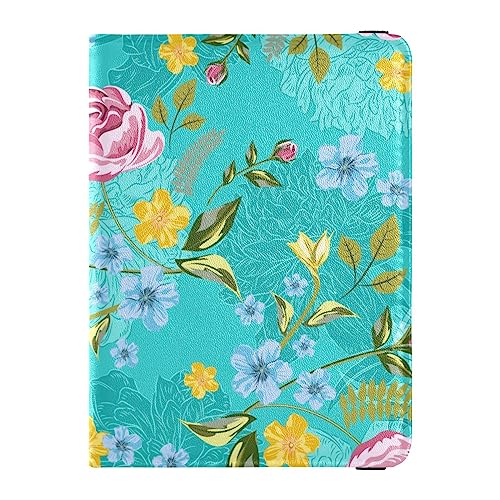 Reisepasshülle für Damen, gelbe Blume, Rosenblatt, kreatives PU-Leder, Reisezubehör, 14,5 x 10,9 cm, Rosen Blumen und Schmetterling, Einheitsgröße von GuoChe