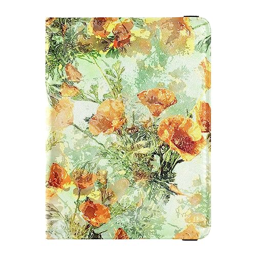 Reisepasshülle für Damen, gelbes Blumenmuster, kreatives PU-Leder, Reisegeschenk, 14,5 x 10,9 cm, Mohnblumen 2, Einheitsgröße von GuoChe