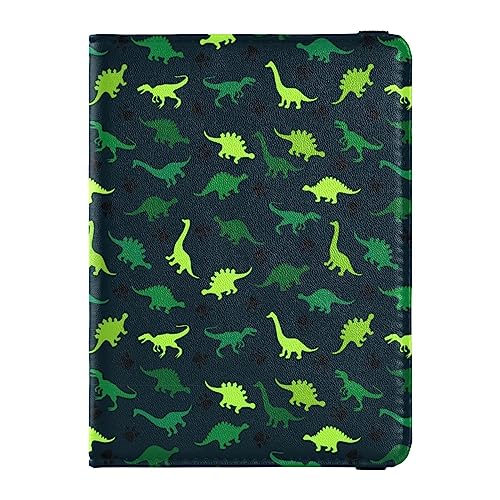 Reisepasshülle für Damen, grüner Dinosaurier, Premium-PU-Leder, Reisegeschenk, 14,5 x 10,9 cm, Dinosaurier, Einheitsgröße von GuoChe