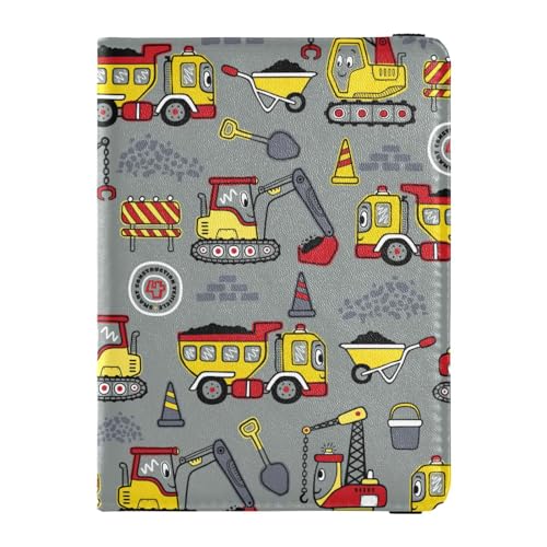 Reisepasshülle für Damen, lustige Baufahrzeuge, Cartoon-Reisepasshülle, kreatives PU-Leder, Reisepassschutz, 14,5 x 10,9 cm, Bunt, 1 size von GuoChe