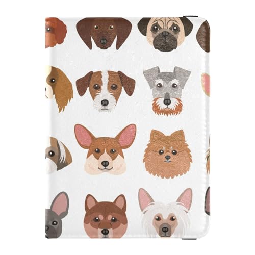 Reisepasshülle für Damen, niedliches kleines Hundegesicht auf weißem Premium-PU-Leder, Reisezubehör, 14,5 x 10,9 cm, Bunt, Einheitsgröße von GuoChe