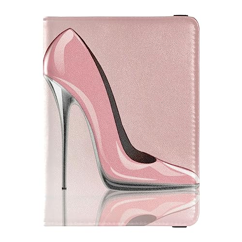 Reisepasshülle für Damen, rosa High Heel, Premium-PU-Leder, Reisezubehör, 14,5 x 10,9 cm, High Heel Schuhe Schmetterling, Einheitsgröße von GuoChe