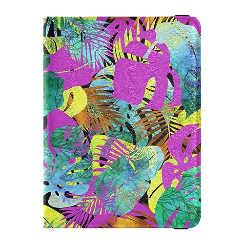 Reisepasshülle für Damen, tropisch, hell, Premium-PU-Leder, Reisezubehör, 14,5 x 10,9 cm, Tropical Bright, Einheitsgröße von GuoChe