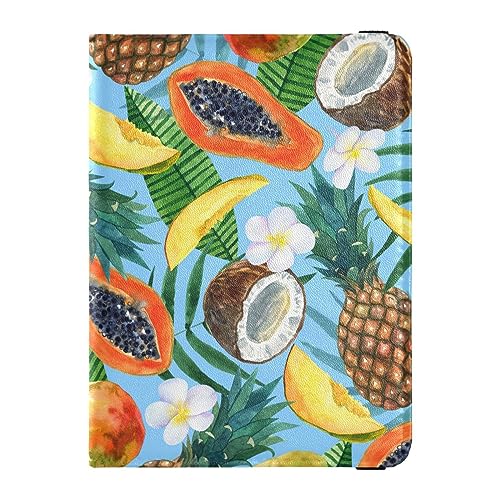 Reisepasshülle für Damen, tropische Früchte, kreatives PU-Leder, Reisegeschenk, 14,5 x 10,9 cm, Tropische Früchte Muster, Einheitsgröße von GuoChe