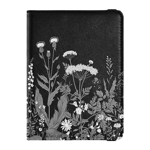 Reisepasshülle für Herren, Blumenmuster, Premium-PU-Leder, Reisezubehör, 14,5 x 10,9 cm, Schwarz, Einheitsgröße von GuoChe