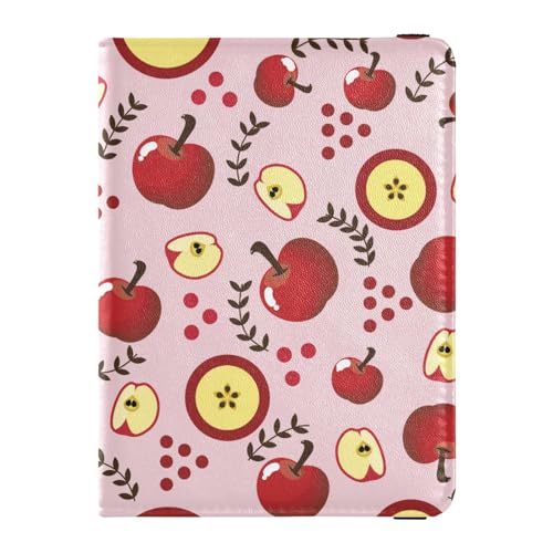 Reisepasshülle für Herren, Cartoon-Design, rote Äpfel, Premium-PU-Leder, 14,5 x 10,9 cm, Bunt, 1 size von GuoChe