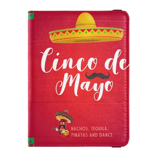 Reisepasshülle für Herren, Cinco de Mayo Flyer, mexikanisches Premium-PU-Leder, Reisezubehör, 14,5 x 10,9 cm, Bunt, Einheitsgröße von GuoChe