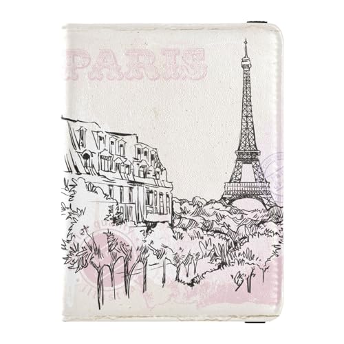 Reisepasshülle für Herren, Eiffelturm, romantisch, rosa, Paris, kreatives PU-Leder, Reisezubehör, 14,5 x 10,9 cm, Bunt, Einheitsgröße von GuoChe