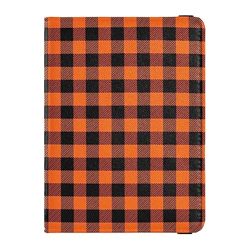 Reisepasshülle für Herren, Orange und Schwarz, Büffel, kreativ, PU-Leder, Reisezubehör, 14,5 x 10,9 cm, Orange und Schwarz Büffelkaro, Einheitsgröße von GuoChe