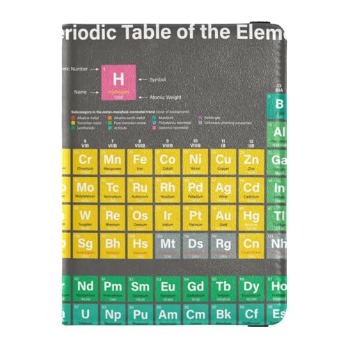 Reisepasshülle für Herren, Periodensystem, bunt, Premium-PU-Leder, Reisezubehör, 14,5 x 10,9 cm, Bunt, Einheitsgröße von GuoChe