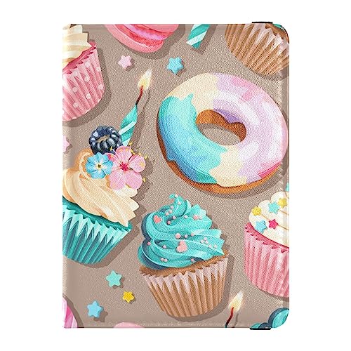 Reisepasshülle für Herren, Rosa, Lebensmittelkerze, kreativ, PU-Leder, Reisezubehör, 14,5 x 10,9 cm, Cupcakes Und Donuts, Einheitsgröße von GuoChe