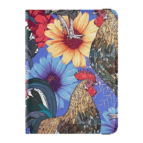 Reisepasshülle für Herren, Sonnenblume, Premium-PU-Leder, Reisegeschenk, 14,5 x 10,9 cm, Blumen Hähne, Einheitsgröße von GuoChe