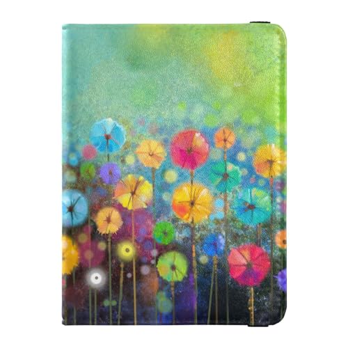 Reisepasshülle für Herren, abstraktes Blumenmuster, Aquarellfarben, Premium-PU-Leder, Reisezubehör, 14,5 x 10,9 cm, Bunt, Einheitsgröße von GuoChe