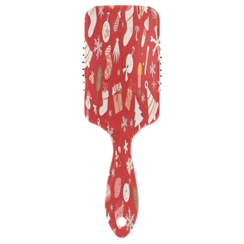 Rote Weihnachts-Symbole Haarbürste für dicke, lockige, dünne, lange, kurze, nasse oder trockene Haare, verleiht Glanz und macht glatte Kamm-Paddelbürste für Männer, Frauen, Kinder von GuoChe