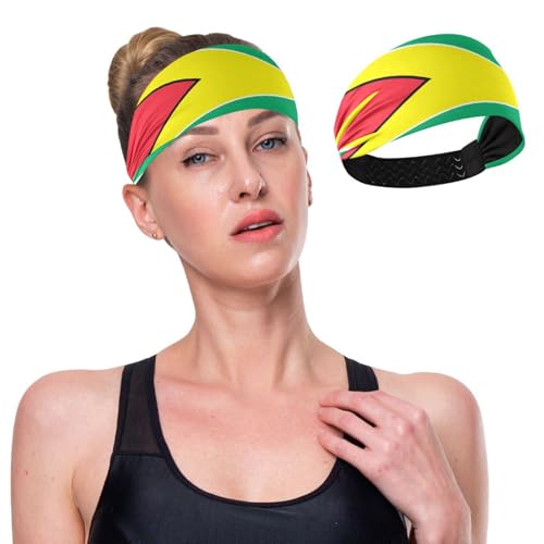 Rutschfeste weiche Stirnbänder für Damen, Motiv: Guyana-Flagge, elastische Stirnbänder für Damen, Fußball, Waschen, Gesicht, Basketball, Tennis von GuoChe