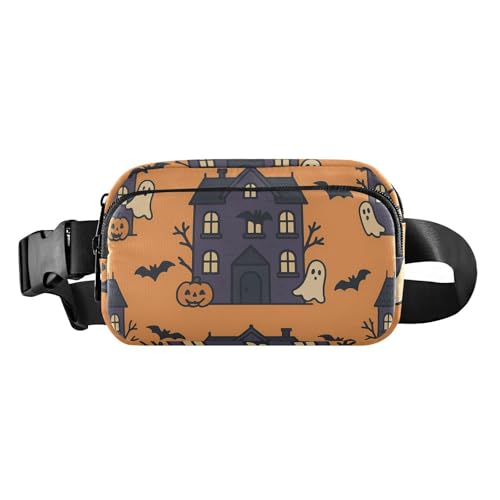 Spukhaus Halloween-Muster, trendige Bauchtasche, Hüfttasche für Damen, Herren, Teenager, kleine Schultertasche von GuoChe