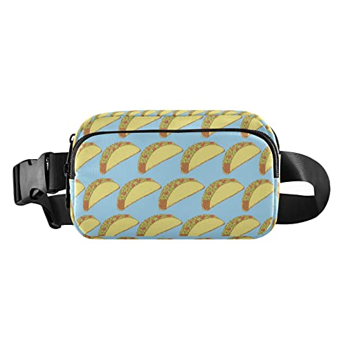 Taco on Blaue Bauchtasche für Damen und Herren, Gürteltasche, Crossbody-Taschen mit verstellbarem Riemen, Mini-Hüfttasche für Workout, Laufen, Maschinenwäsche, 8 x 6.5 x 2.3 Inches, Bauchtasche von GuoChe