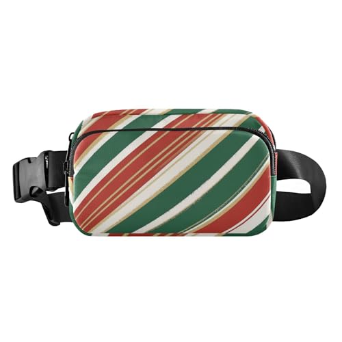 Traditionelle gestreifte Weihnachtsmode Hüfttasche Bauchtasche für Damen Herren Teenager wasserabweisend von GuoChe