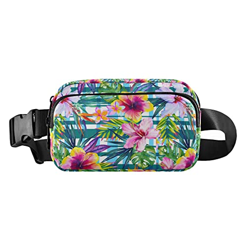 Tropische Dschungelblumen-Bauchtasche für Damen und Herren, Gürteltasche, Crossbody-Taschen mit verstellbarem Riemen, Mini-Hüfttasche für Workout, Laufen, Maschinenwäsche, 8 x 6.5 x 2.3 Inches, Bauchtasche von GuoChe