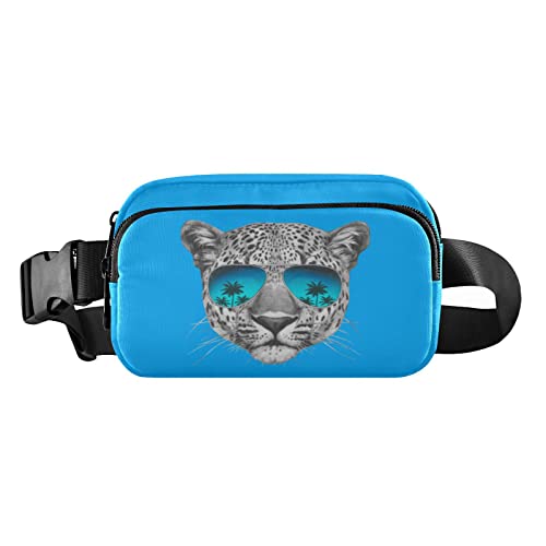 Tropische Leoparden-Bauchtasche für Damen und Herren, Gürteltasche, Crossbody-Taschen mit verstellbarem Riemen, Mini-Hüfttasche für Workout, Laufen, Maschinenwäsche, 8 x 6.5 x 2.3 Inches, Bauchtasche von GuoChe