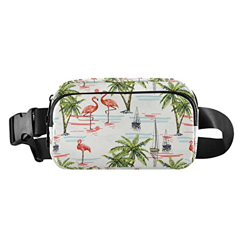 Tropischer Flamingo-Bauchtasche für Damen und Herren, Gürteltasche, Crossbody-Taschen mit verstellbarem Riemen, Mini-Hüfttasche für Workout, Laufen, Maschinenwäsche, 8 x 6.5 x 2.3 Inches, Bauchtasche von GuoChe