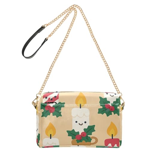 Umhängetaschen für Damen, klein, veganes Leder, Damen-Geldbörse, Cross-Body-Reißverschluss, Damen-Schulterhandtaschen, Weihnachts-Kerzenmuster von GuoChe