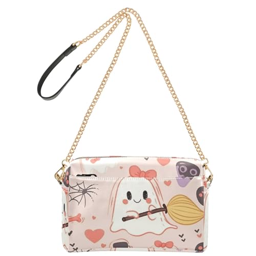 Umhängetaschen für Damen, klein, veganes Leder, lässige Geldbörse, Cross-Body, wasserdicht, Schulterhandtaschen, Geister, Herzen, Spinnen, süßer, gruseliger Mix von GuoChe