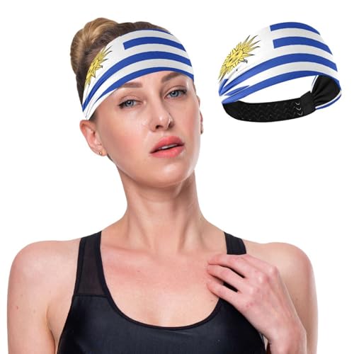Uruguay-Flagge, genaue Abmessungen, Elemente, Proportionen, feuchtigkeitsableitend, Stoff-Stirnbänder für Damen, elastisches Haar für Yoga, Fitnessstudio, Wandern von GuoChe