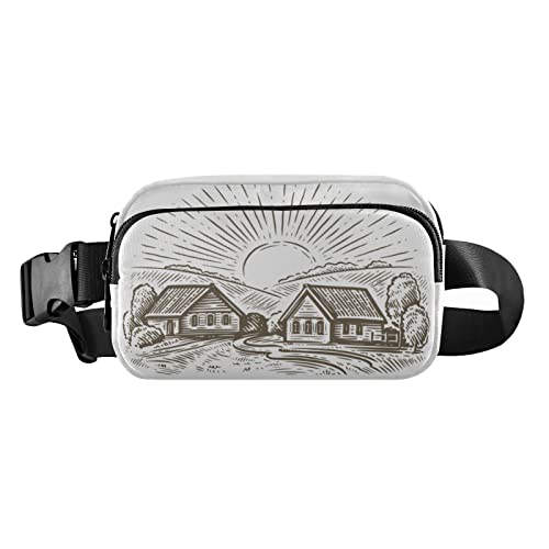 Village Fields Sun Farm Bauchtasche für Damen und Herren, Gürteltasche, Crossbody-Taschen mit verstellbarem Riemen, Mini-Hüfttasche für Workout, Laufen, Maschinenwäsche, 8 x 6.5 x 2.3 Inches, Bauchtasche von GuoChe