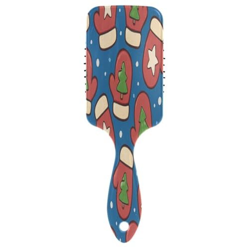 Weihnachts-Fäustlinge – Haarbürste mit blauem Hintergrund für dicke, lockige, dünne, lange, kurze, nasse oder trockene Haare, verleiht Glanz und macht glatte Kamm-Paddelbürste für Männer, Frauen von GuoChe