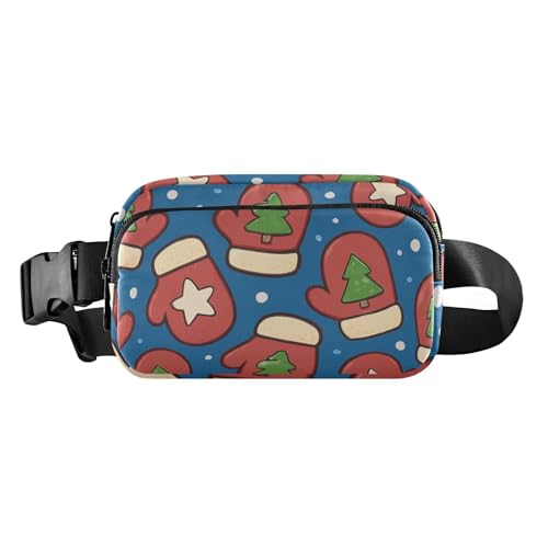 Weihnachts-Fäustlinge – blauer Hintergrund, trendige Bauchtasche für Männer und Frauen, wasserabweisender Brustgurt von GuoChe